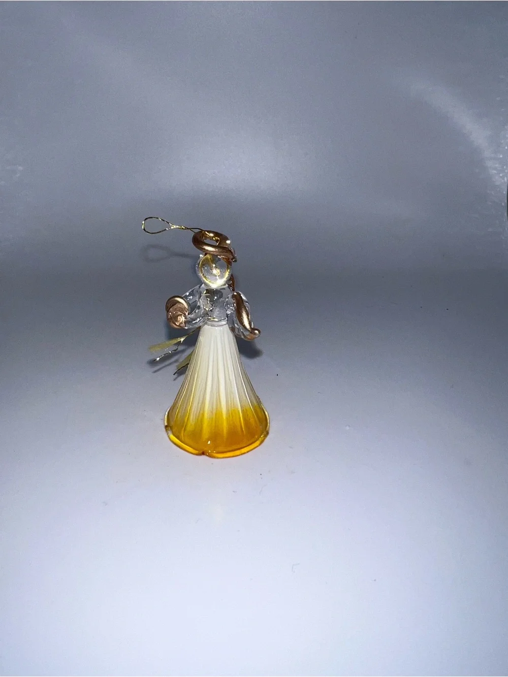 Glass Angel Ornament Pendant in Yellow and Clear